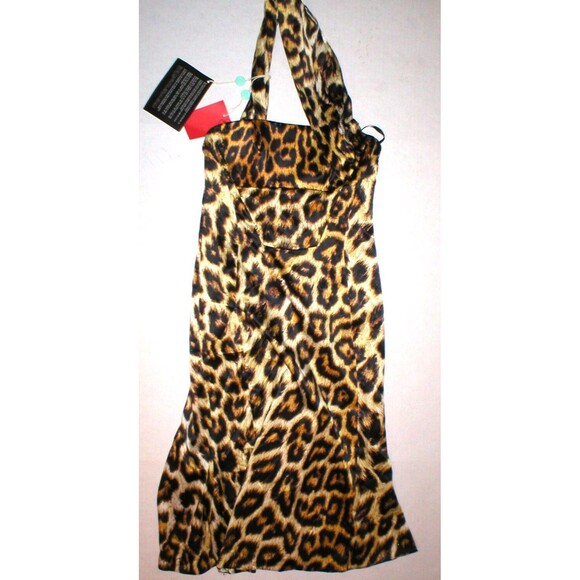 New Womens 2 NWT Italy Just Cavalli Leopard Print Dress 38 One Shoulder Sexy - Picture 4 of 12